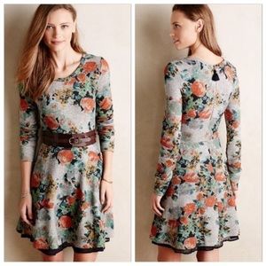 Anthropologie Terry Floral Fit &a Flare Dress XS
